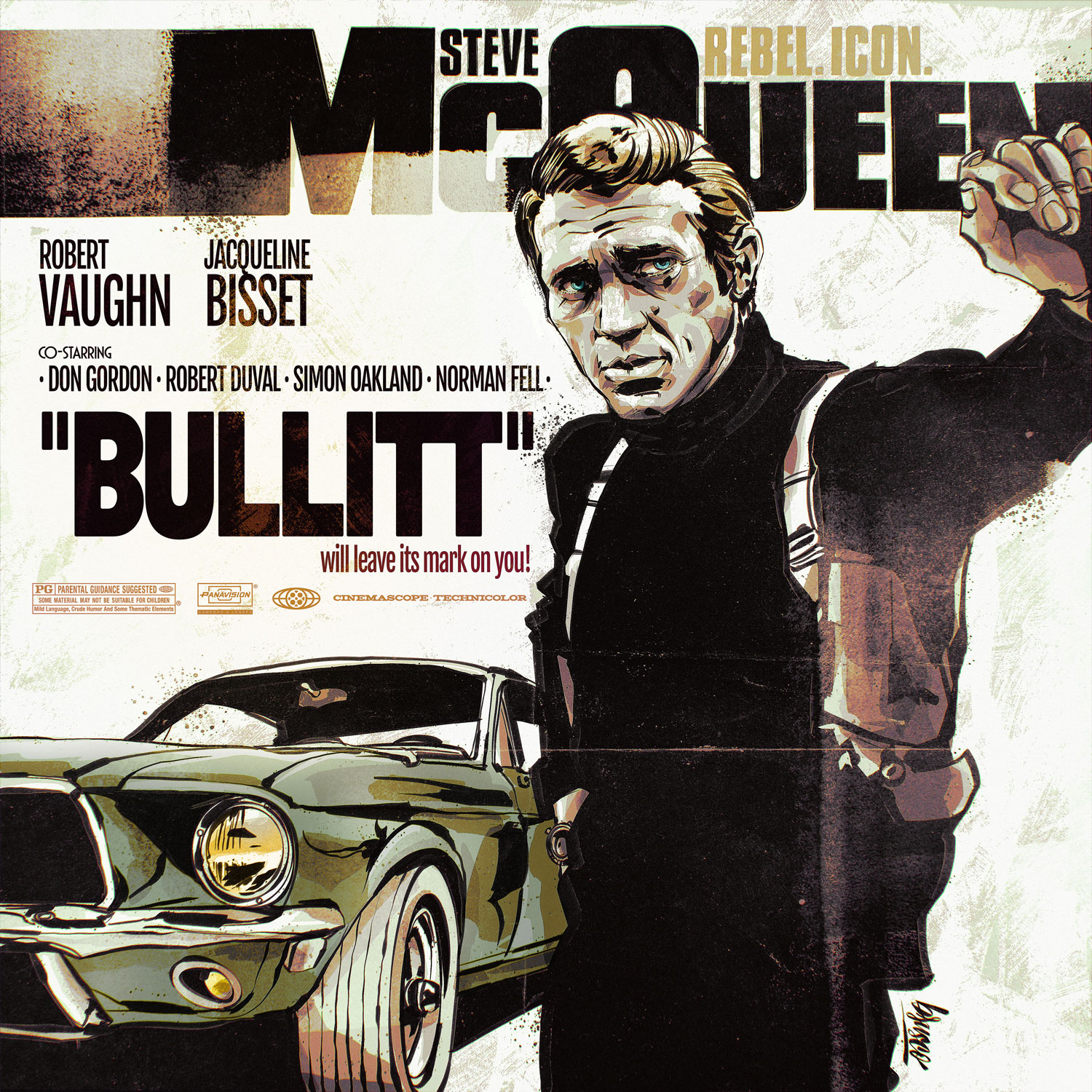 Steve McQueen, Bullitt 1968 – Brusco Illustration -> Lowbrow & Signage